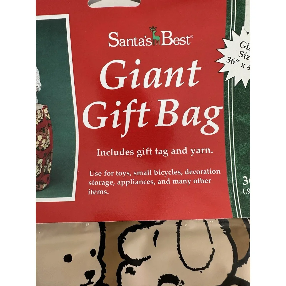Vtg Santa's Best Christmas Giant Gift Bag 36x44 New Old Stock Teddy Bears 1998